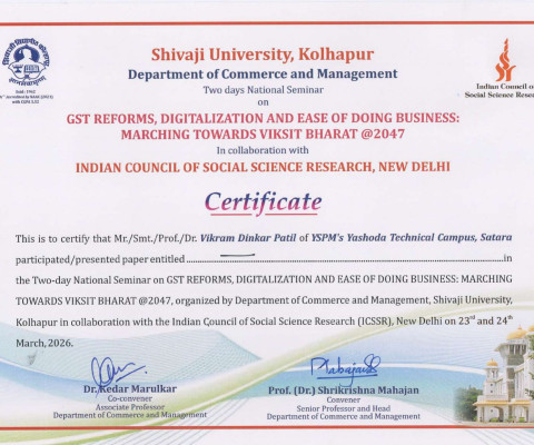 Two-Day National Seminar on GST Reforms, Digitalization and Ease of Doing Business: Marching Towards Vikasit Bharat @2047